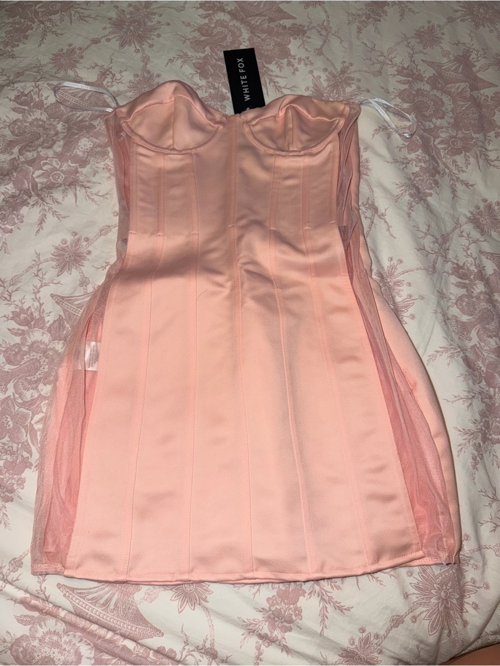 White fox Pink Strapless Corset Mini Dress
